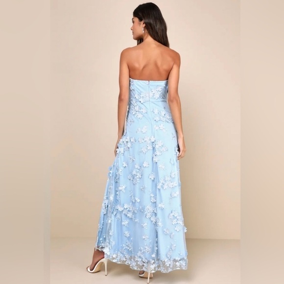 Lulus Rare Presence Powder Blue 3D Floral Embroidered Prom, Bridesmaids Dress - Picture 3 of 9